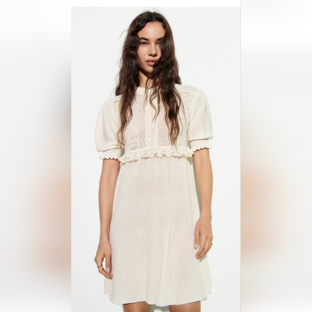 Mixed Pointell Lace Knit Dress